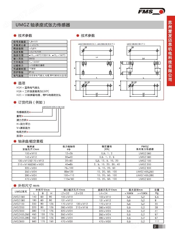FMS  UMGZ軸承座張力傳感器